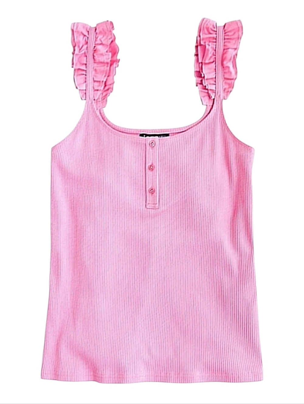 J Crew Vintage Rib Scrunchie Strap Henley Camisole Tank Top Pink Medium NWT